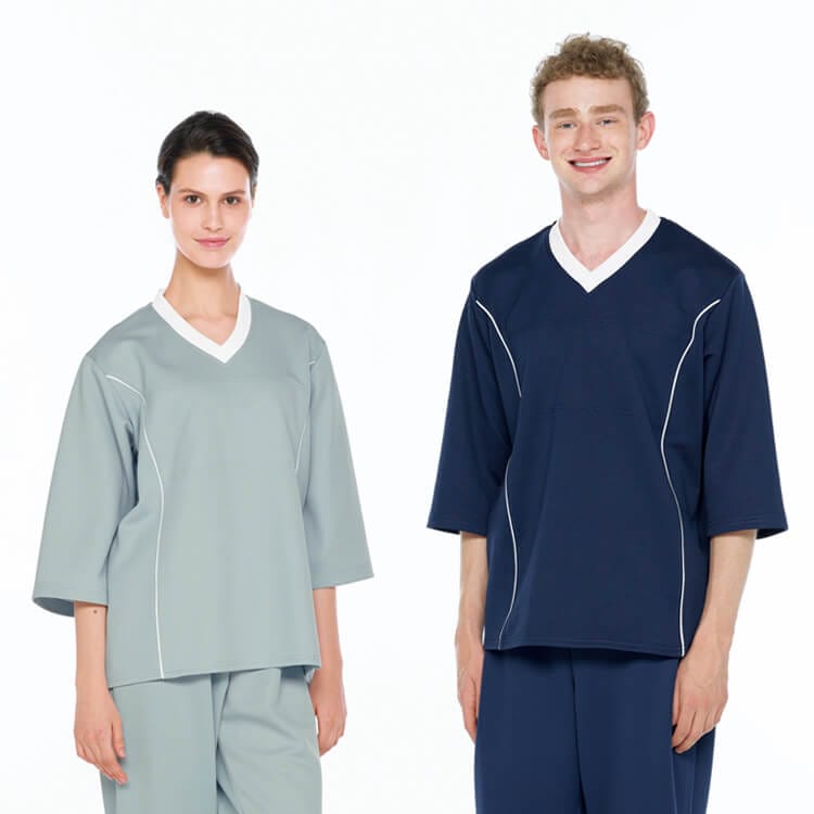 【ナガイレーベン検診衣 ジャケット】男女兼用・制電・ニットストレッチ・吸汗速乾  S～LL 2色 検査着/患者衣 (NGLLK1406)