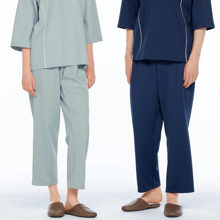 【ナガイレーベン検診衣 ズボン】 男女兼用・制電・ニットストレッチ・吸汗速乾  S～LL 2色 検査着/患者衣 (NGLLK1408)