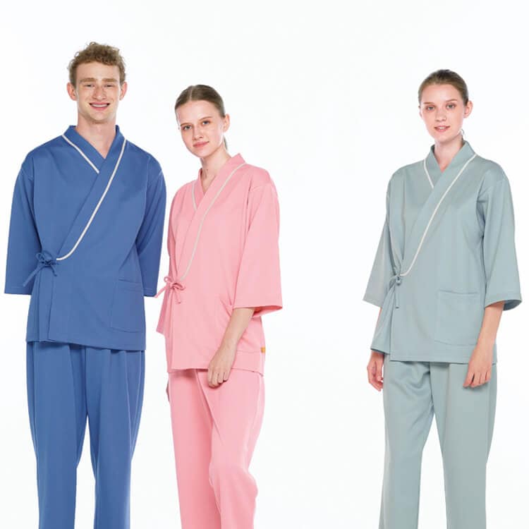 【検診衣 上衣】 甚平型・男女兼用・制電・ニットストレッチ・吸汗速乾  S～LL 3色 患者服/介護着 (NGLLK1431)