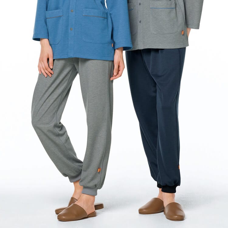 【患者衣 ズボン】 男女兼用・ニットストレッチ・吸汗速乾  S～LL グレー・ネイビー 入院用パジャマ/介護着 (NGLGJ1583)