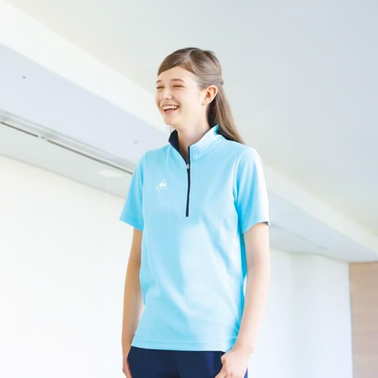 【エステ制服 ポロシャツ】男女兼用「ファスナー仕様」 SS～5L 4色 / ルコックスポルティフ
