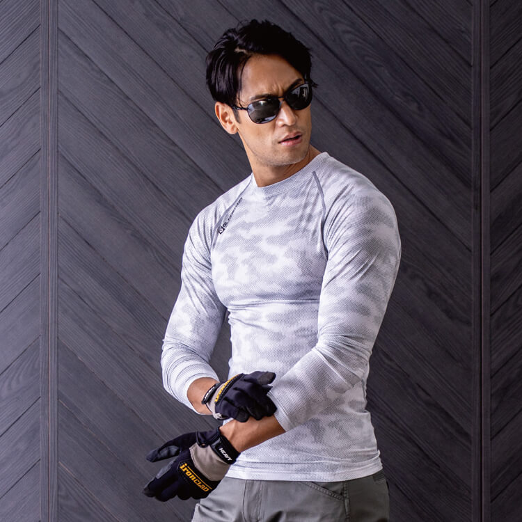 【作業着インナー夏 長袖 】 コンプレッション・消臭ストレッチ・吸汗速乾・接触冷感  SS～5L / 6色