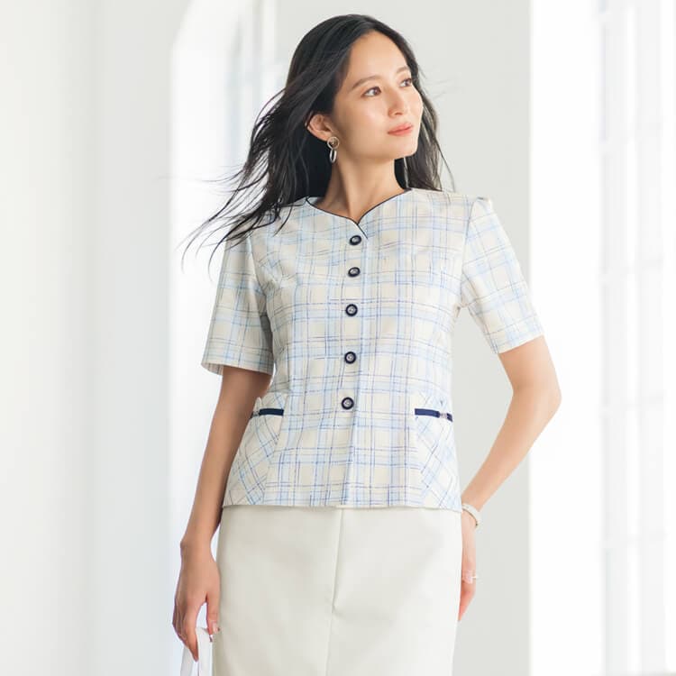 【事務服オーバブラウス】 抗菌防汚・消臭・透け防止・家庭洗濯可 5～23号 2色 会社制服 夏服/セロリー