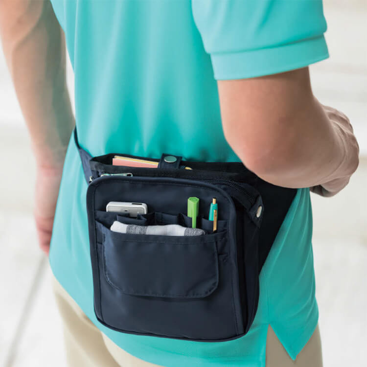 【介護士ウエストポーチ】 ブラック  ネイビー色　/ケアマネージャーバッグ