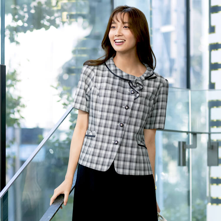 【事務服オーバブラウス】 接触冷感・吸水速乾・家庭洗濯可 5～23号 2色/会社制服 夏服