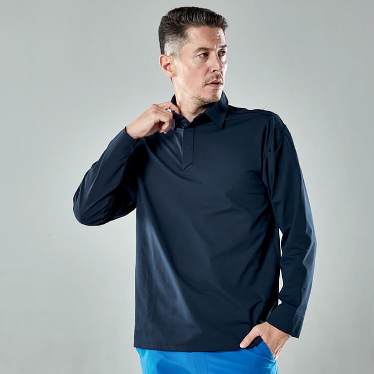 【作業着ポロシャツ 長袖】 「衿がよれにくい台衿」 男女兼用・制電消臭・UVカット  SS～6L 4色 / スタッフユニフォーム (TOW9075)