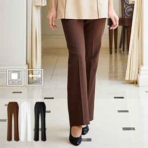 【エステユニフォームパンツ レディース】 ブラウン色・股下フリー85cm・防透・3色  ネイルサロン/ 7～15号