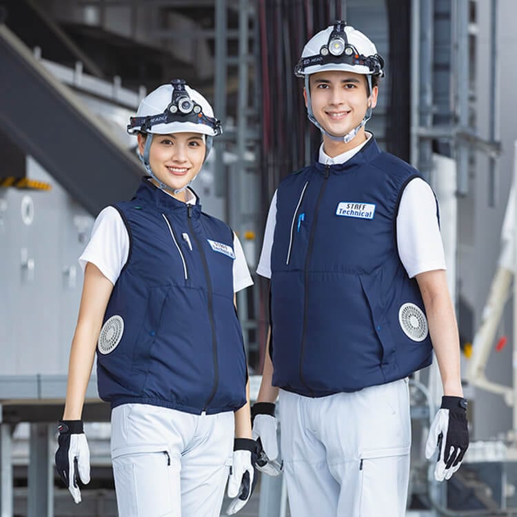 【空調服用ベスト】 環境保護素材 SS～6Lサイズ ドライバー対応型（ファン位置が真横） 4色/ベストのみ
