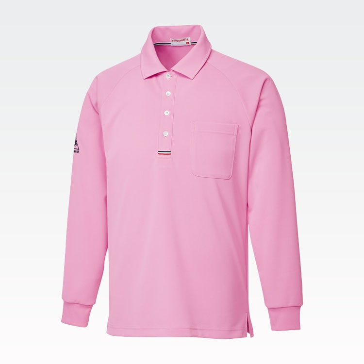 【看護師ポロシャツ長袖】 男女兼用 「収納便利！後ろポケット」  SS～5L  5色 / ルコック (AKSUZL3053)