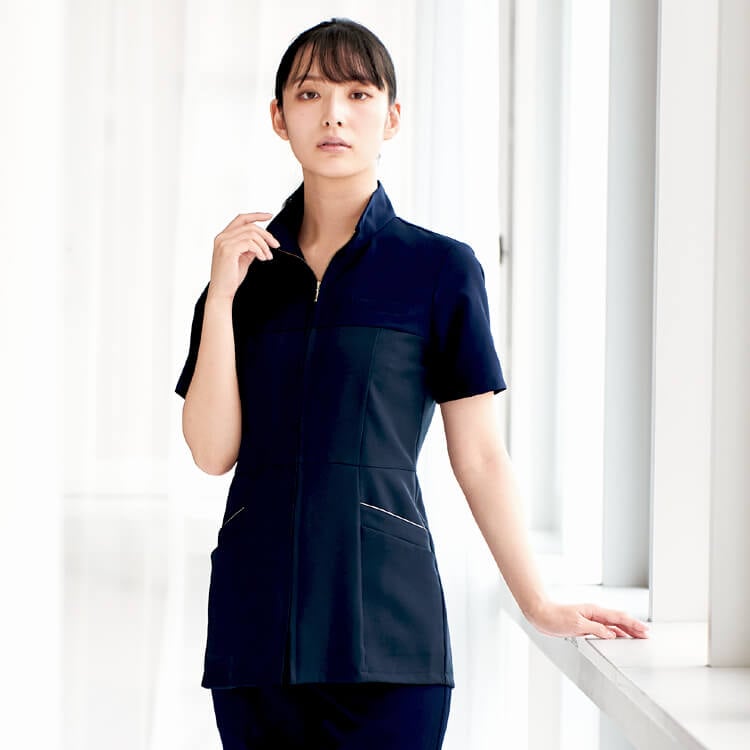 【エステユニフォーム チュニック】 ストレッチ・防透制電 7号～15号 3色 ジャケット/エステティシャン制服