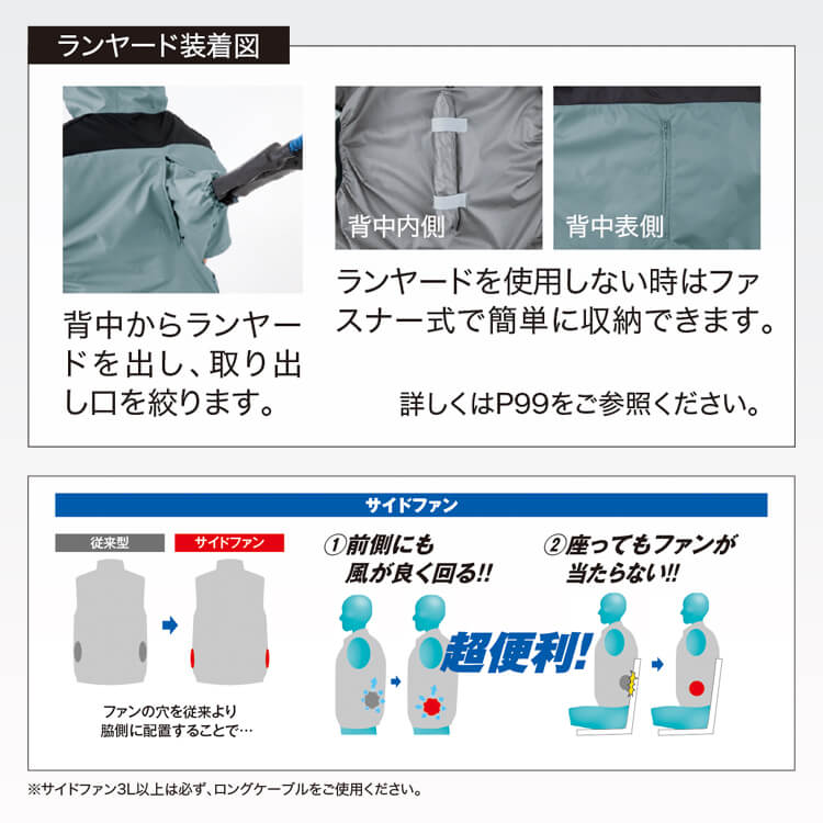 空調服 ベスト｜フルハーネス対応・高所作業 作業服・サイドファン