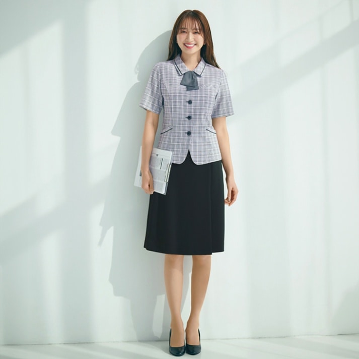 【事務服上下セット 夏用】 抜群ストレッチ「オーバーブラウス＆キュロット」 ショールーム/会社制服