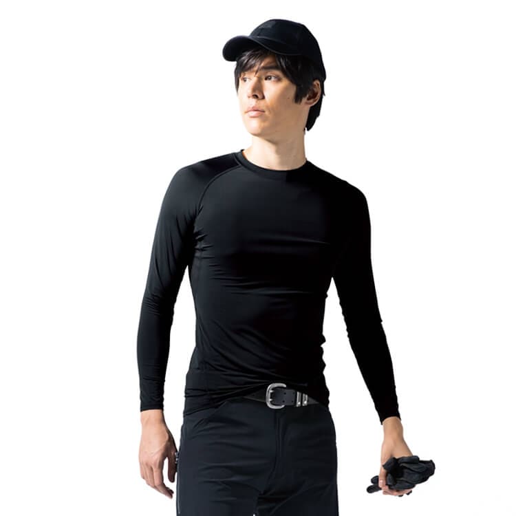 【作業服インナー 夏用】接触冷感「全面消臭！」 ストレッチ・UVカット S～4L ブラック 