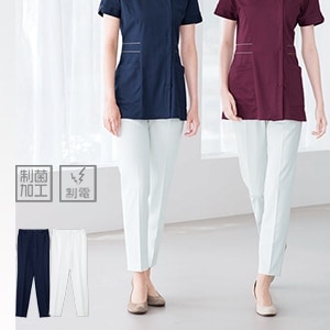 【エステ制服パンツ】 透け防止・抗菌加工・制電防汚 S～EL 2色 /サロン制服ズボン 女性用