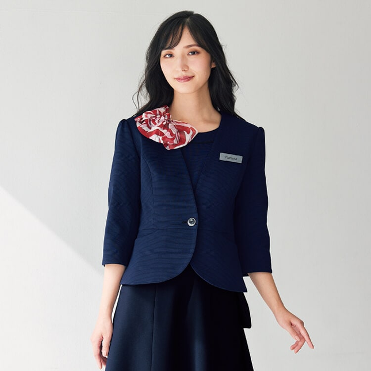 【受付制服 ジャケット 夏服】 ニットストレッチ・防汚・撥水撥油・高通気性素材・ドライクリーニング 5～23号 ブラック  ホワイト  ホテルフロント/ショールーム制服