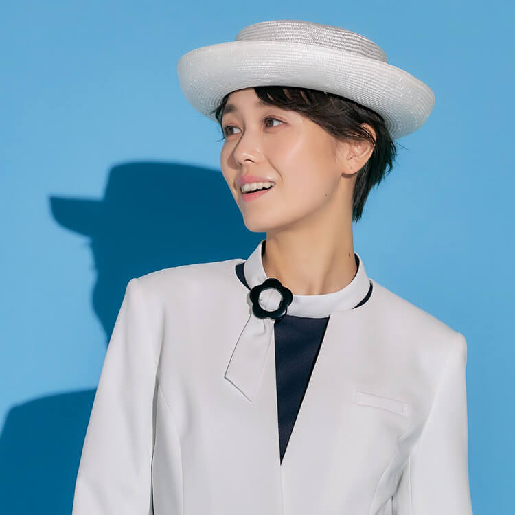 【受付用帽子 夏向き】 インフォメーション制服・ショールーム ホワイト色/フリーサイズ（56～57cm）