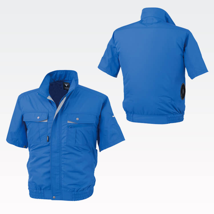 【空調服セット18V】 サイドファン「半袖作業服 ＆バッテリーファン」 抗菌防臭・防汚 S～5L  4色/ファン付きウェア