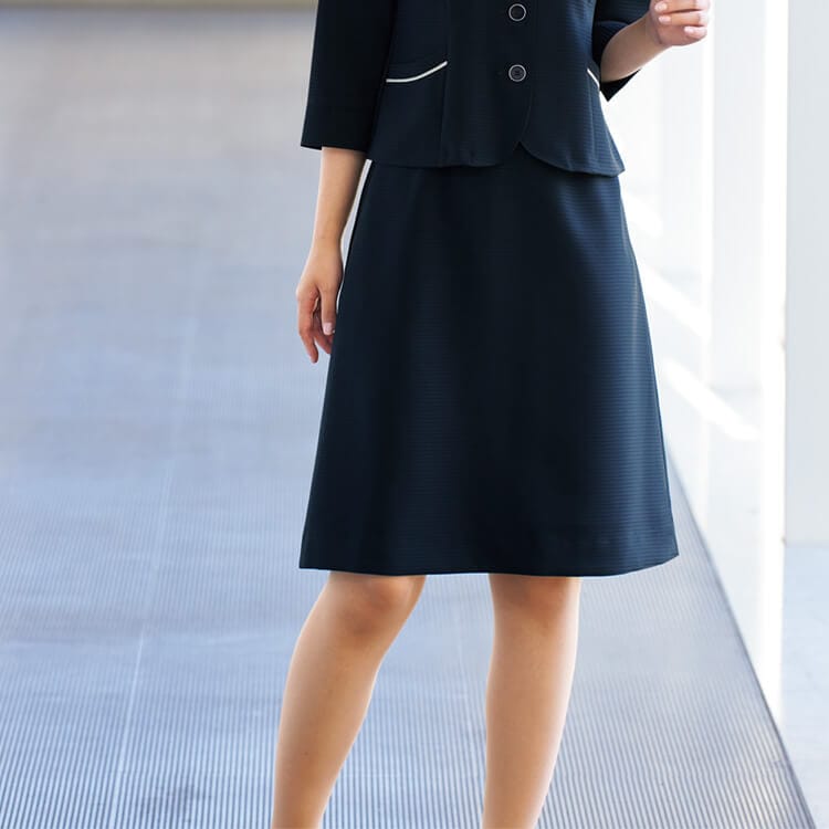 【事務服 スカートAライン 夏用】 58cm丈（9号） ストレッチ・吸汗速乾・ECO  家庭洗濯 5～25号 ネイビー グレー　夏用/会社制服