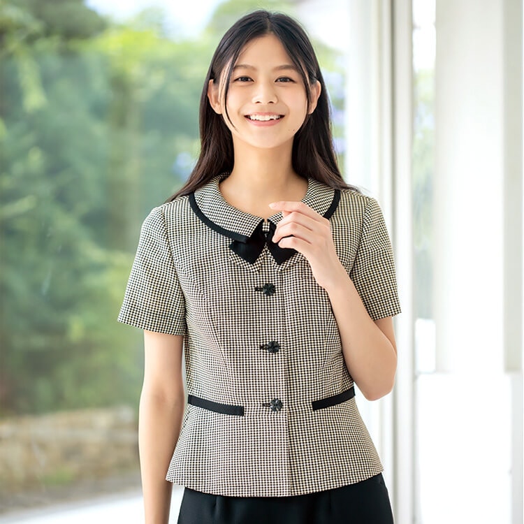 【事務服 オーバブラウス】 「風が通るような涼しさ！」 ECO素材 ・家庭洗濯可 5～17号 ベージュ 夏用/オフィスユニフォーム