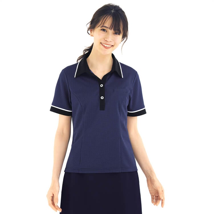 【事務服ポロシャツ】 「涼しい素材」 ニットストレッチ・吸汗速乾・ECO素材 5～21号 2色 夏用/会社制服