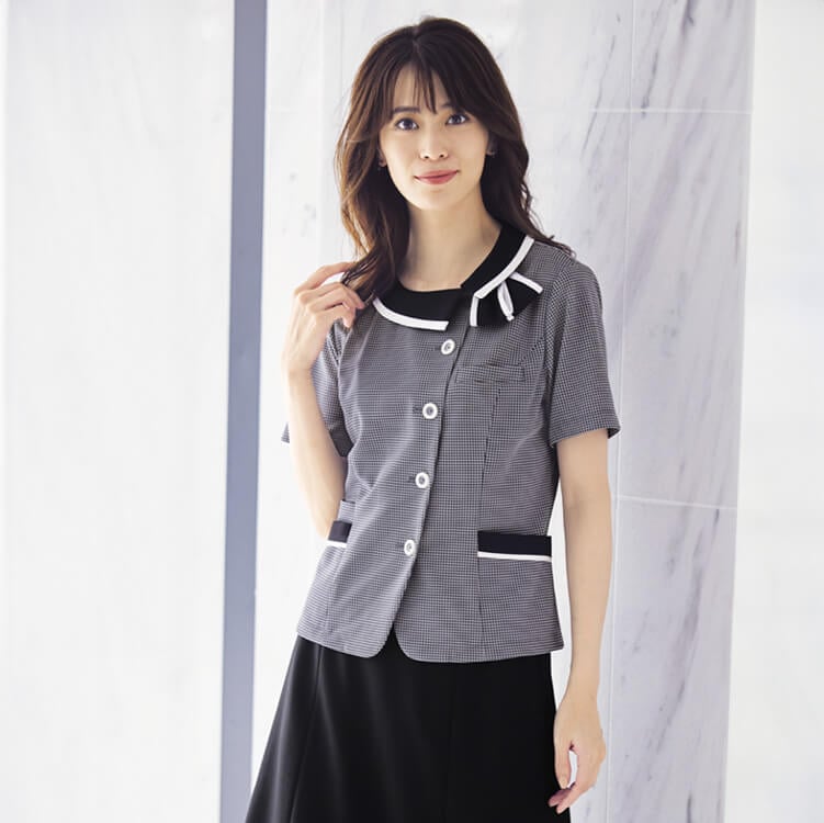 【事務服オーバーブラウス】 「ストレッチ抜群！」 高通気性・吸汗速乾・エコ素材 5～21号 2色 夏用/会社制服