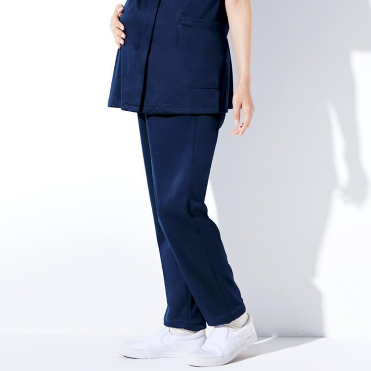 【マタニティ ナース服パンツ】 医師 看護師 妊婦ズボン・制菌加工・ストレッチ・制電・吸汗速乾 M/L ネイビー色 (CHIUN0407)