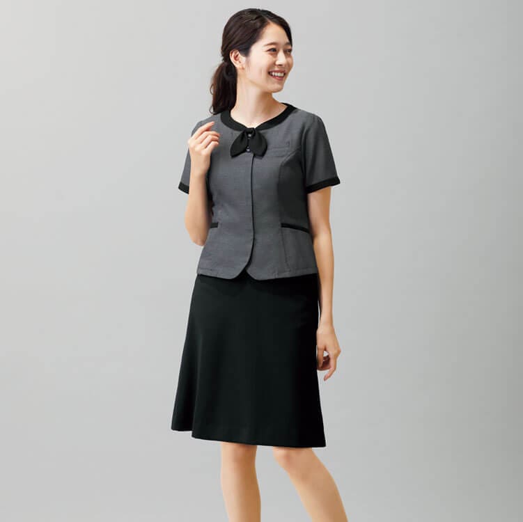事務服半袖オーバーブラウスの通販－「ツイード調」 会社制服 夏用