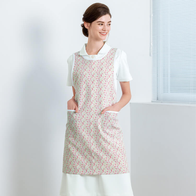 【看護師 エプロン】男女兼用・工業洗濯可 M・L  ナース 予防衣/ナガイレーベン