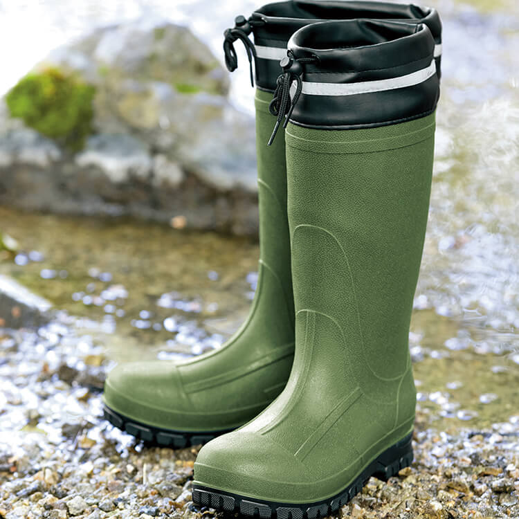 【安全長靴】先芯入り「軽量TPE素材」  3E ブラック カーキ M～3L / 防水作業靴