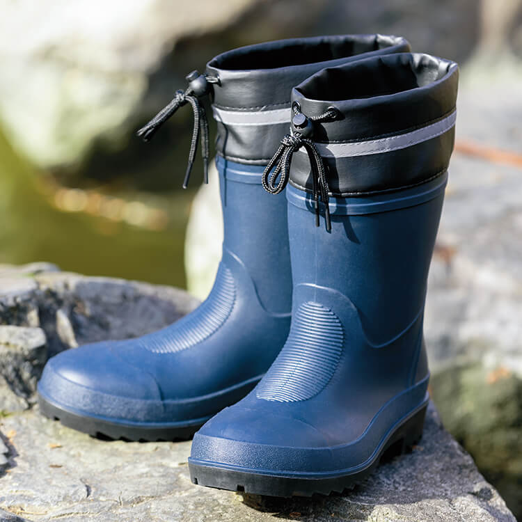 【安全靴 半長靴】 ハーフ丈「鋼製先芯入」3E ネイビー ブラック M～3L / 防水作業用シューズ