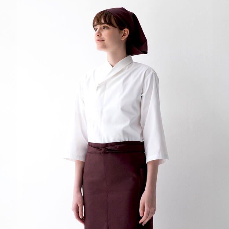 【和食店制服 白衣】男女兼用「涼感素材」制電・透け防止  SS～4L ホワイト  寿司屋 / 割烹料理 