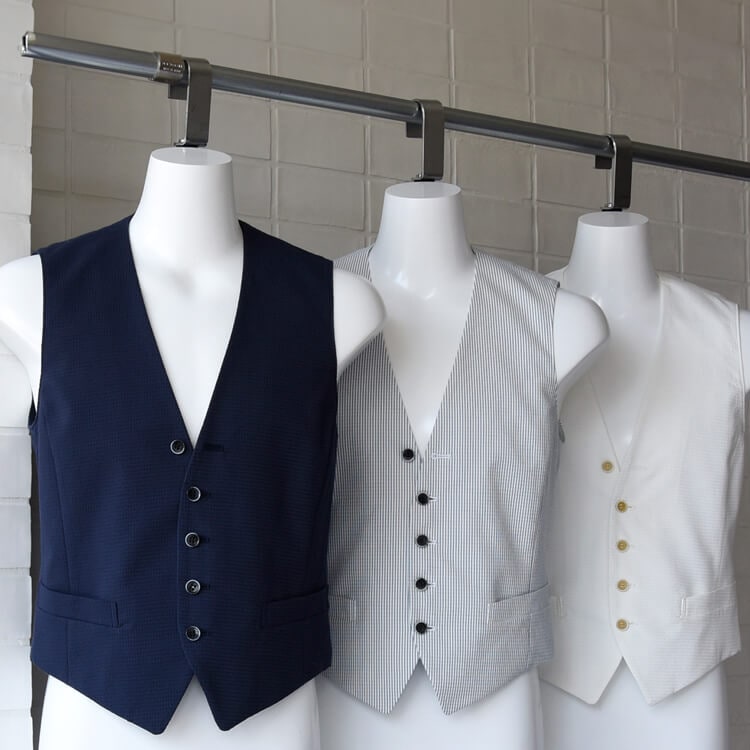 【飲食店ユニフォーム ベスト】メンズ・ストレッチ  S～4L 3色  接客業 / レストラン制服　男性用