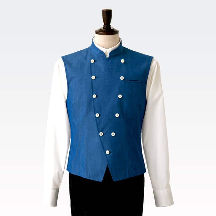 【飲食店 ベスト】 メンズ 「先染めデニム」 S～3L  レストラン制服 / 接客業ユニフォーム　男性用