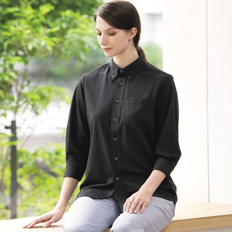 【飲食店制服 シャツ】男女兼用 「防汚＆防臭」吸汗速乾・家庭洗濯可 SS～5L 4色  レストラン / 店舗ユニフォーム