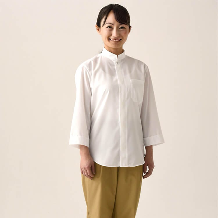 【飲食店制服 シャツ】男女兼用「汚れがつきにくい素材」形態安定・吸汗速乾  家庭洗濯可 SS～5L  レストラン/店舗ユニフォーム