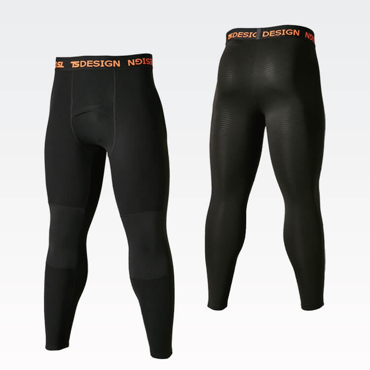 【作業着インナータイツ 冬用】 保温防風 S～3L ブラック　マイクロフリース / TSデザイン