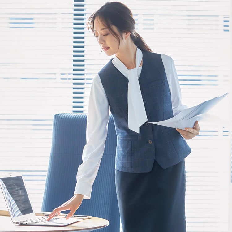 事務服プルオーバー ボウタイ付きの通販－会社制服・オフィス
