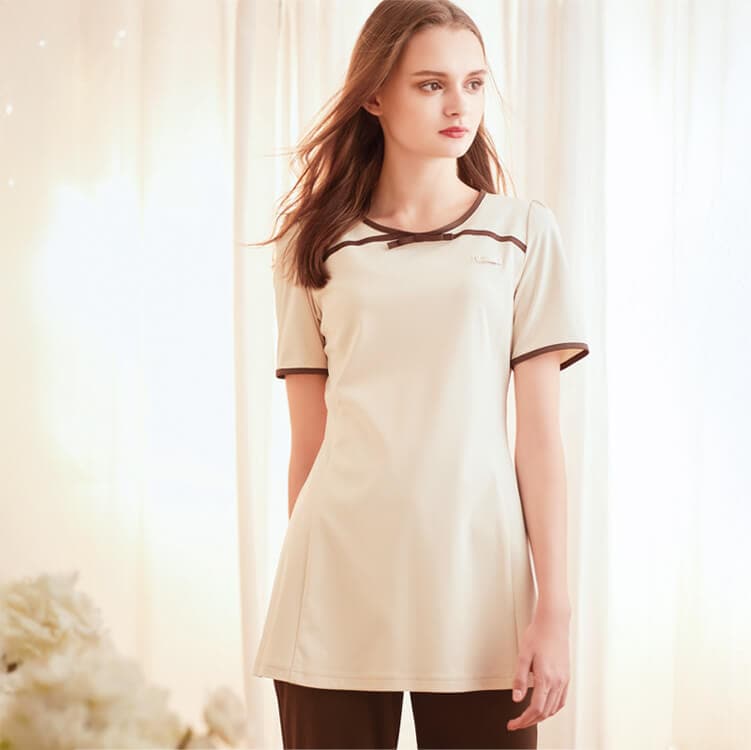 【エステ制服 チュニック】制菌防汚「柔らかなカットソー素材」ストレッチ・透け防止・吸汗速乾  S～LL 3色 / ネイルサロン