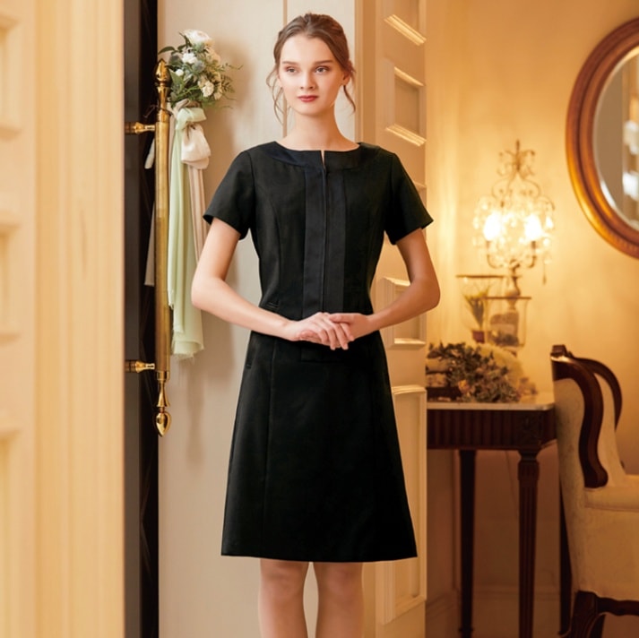 【エステ制服 ワンピース】制菌防汚「汚れにくさと動きやすさを両立」ストレッチ・制電・吸汗速乾  7～15号 3色 / 美容サロンユニフォーム