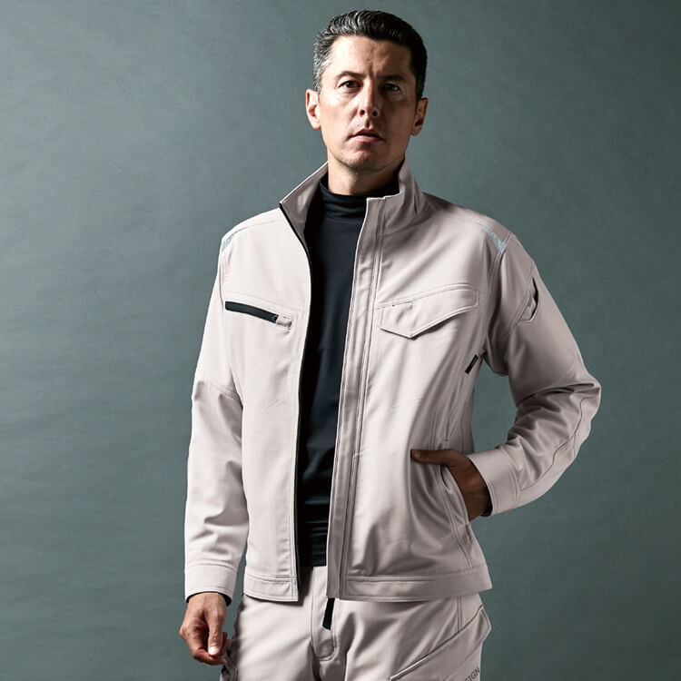 【作業服ブルゾン 通年】男女兼用「ストレッチ＆静電気防止」JIS 制電適合・SS～6L 3色  軽量作業着 / TSデザイン (TOW84656)