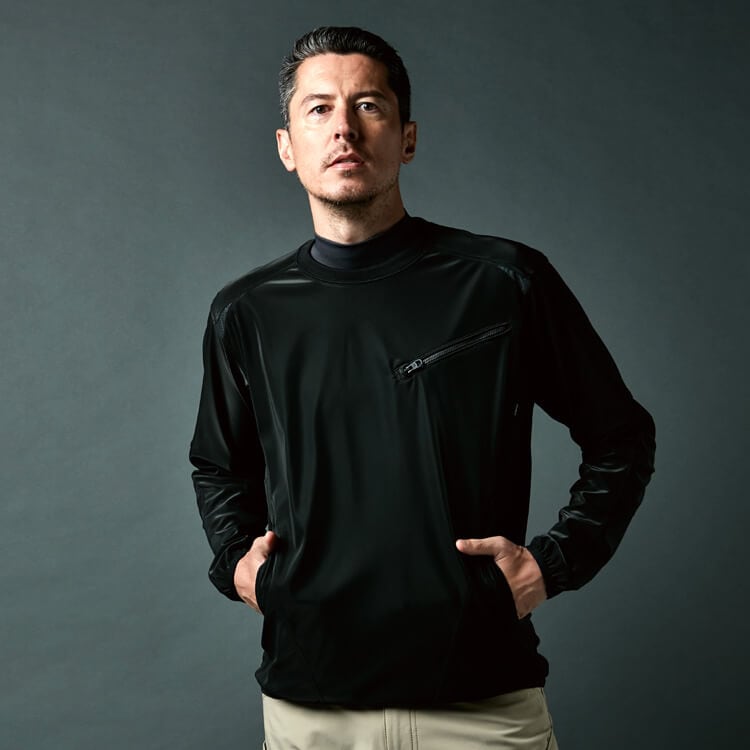 【作業着インナー 冬用】ストレッチ「防風ニット素材」 SS～6L チャコール  ブラック色  作業服シャツ / TSデザイン