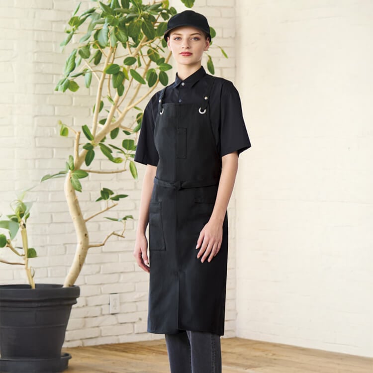 【飲食店ユニフォームエプロン】 綿100% 「ヴィンテージツイル素材」 3色 カフェ/ 店舗制服 (CHIT8806)