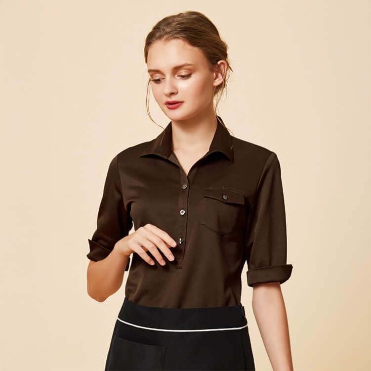 【エステ制服 シャツ】ストレッチ・防汚・吸汗速乾・イージーケア  7～15号 4色 / 美容サロンユニフォーム