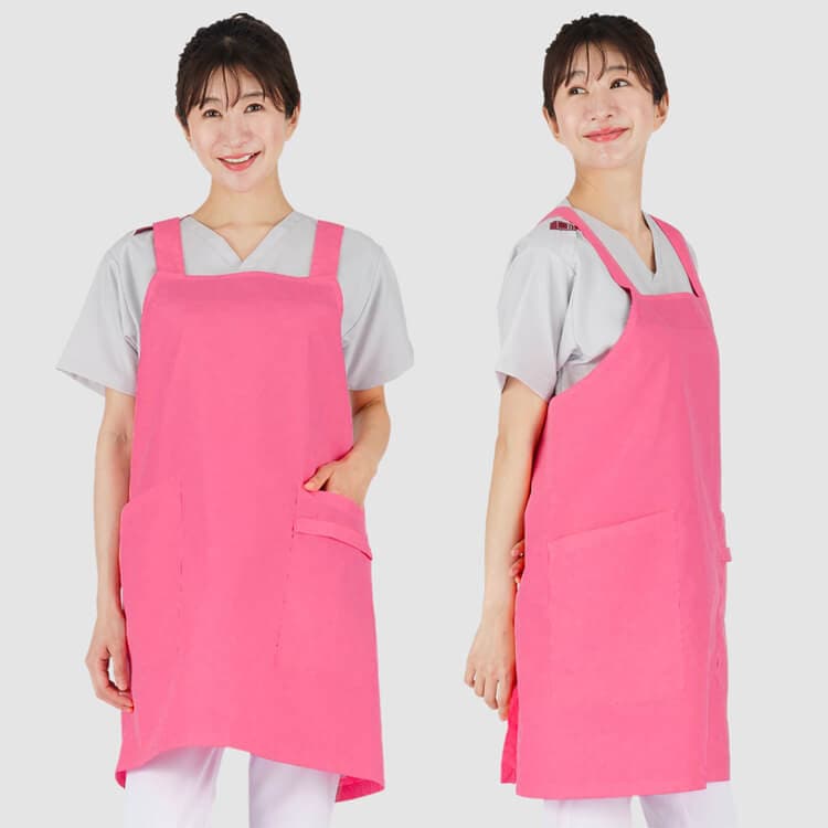 【介護士エプロン】退色防止「色落ちに強い素材」2サイズ  3色  介護職員 / 予防衣 (FOL4048)