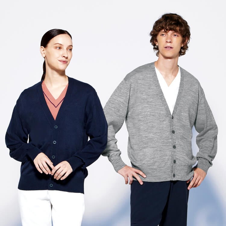 【医療用カーディガン 医療従事者向け】男女兼用・MIZUNO・毛玉防止素材  SS～4L 3色 看護師防寒 / ミズノ