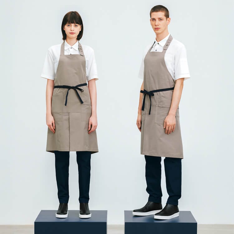 【作業用エプロン】ストレッチ・制電・吸汗速乾 M～L  ネイビー  ベージュ  倉庫業制服 / 清掃ユニフォーム