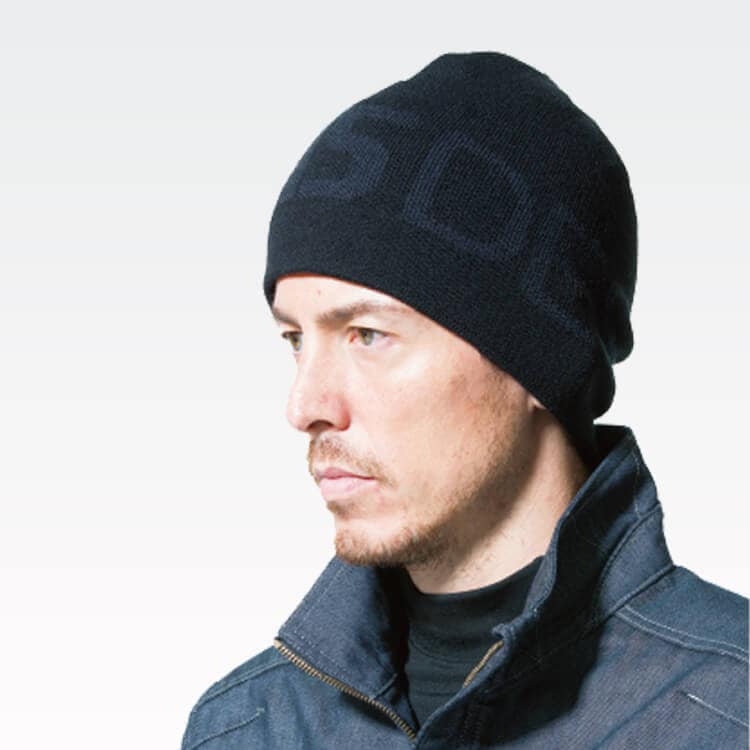 【防寒ニット帽】冬用作業帽子「リバーシブル」フリーサイズ   グレー  ブラック色 /TSデザイン