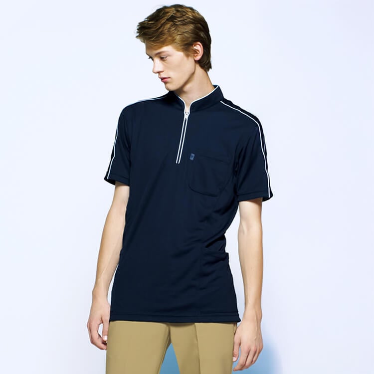 【看護師ポロシャツ MIZUNO】 男女兼用 「脇ポケット付き」ストレッチ・吸汗速乾・UVカット 5色 SS～5L 医師ウェア / 病院職員ユニフォーム