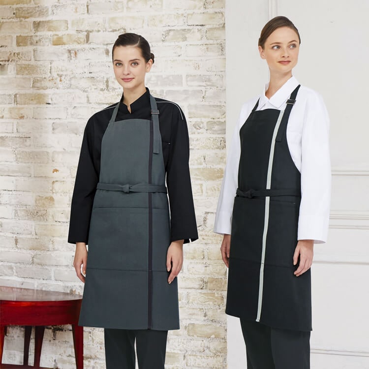 【業務用エプロン】綿100% 「動きやすい スリット入り」 3色  / 飲食店ユニフォーム