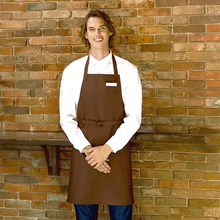 【業務用エプロン 首掛けタイプ】制電制菌 「首ひも長さ 二段階調整可」フリーサイズ 6色  カフェ制服/飲食店ユニフォーム (CHIBSS101)